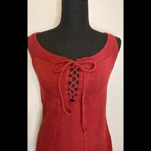 Elegant Red Lace-Up Dress